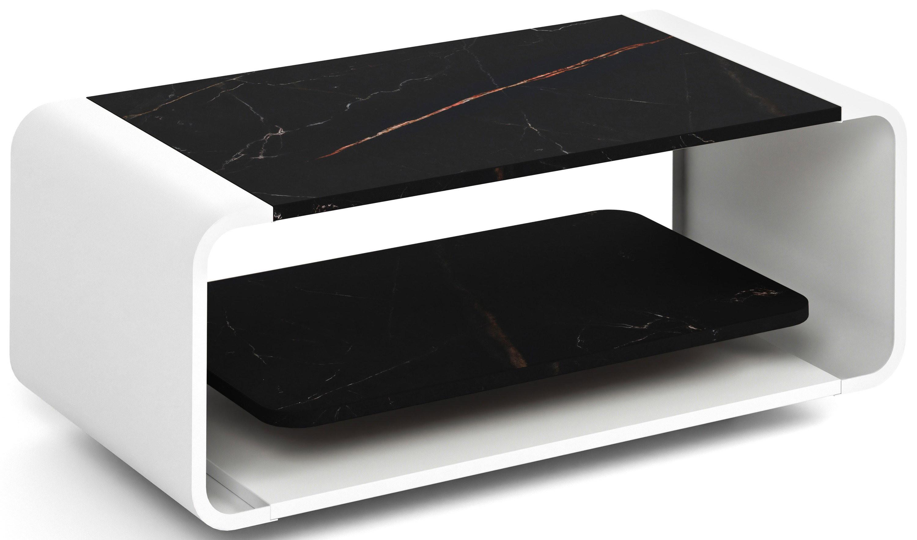 COUCHTISCH Sora in Schwarz Marmor Kupfer mit abgerundetem weißem Metallgestell 100/50/41 cm - Schwarz/Kupferfarben, Holzwerkstoff (50/100/41cm) - WFL GROUP