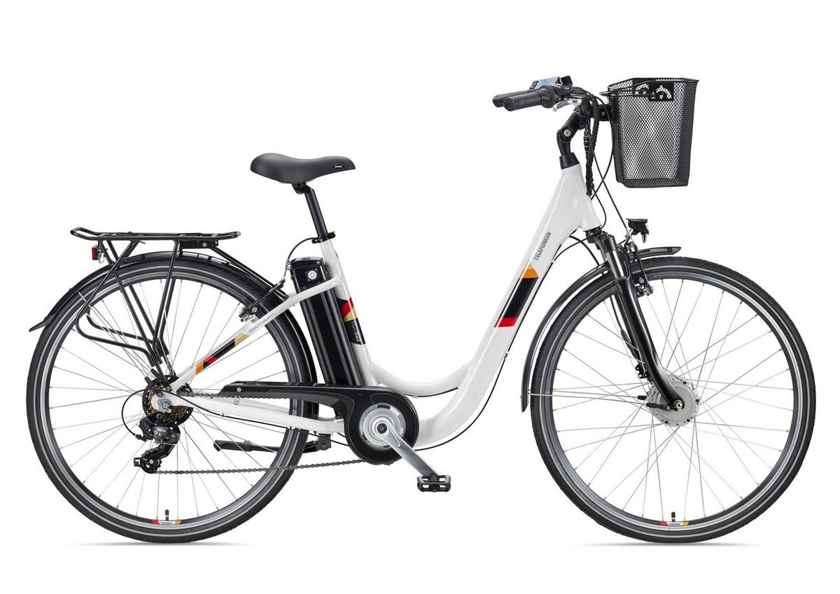 E-BIKE Cityrad Multitalent RC822 Für Damen u. Herren 374,4 Wh Frontmotor 7-Gang-Kettenschaltung 28 Zoll - Weiß, Metall (114.5cm) - Telefunken