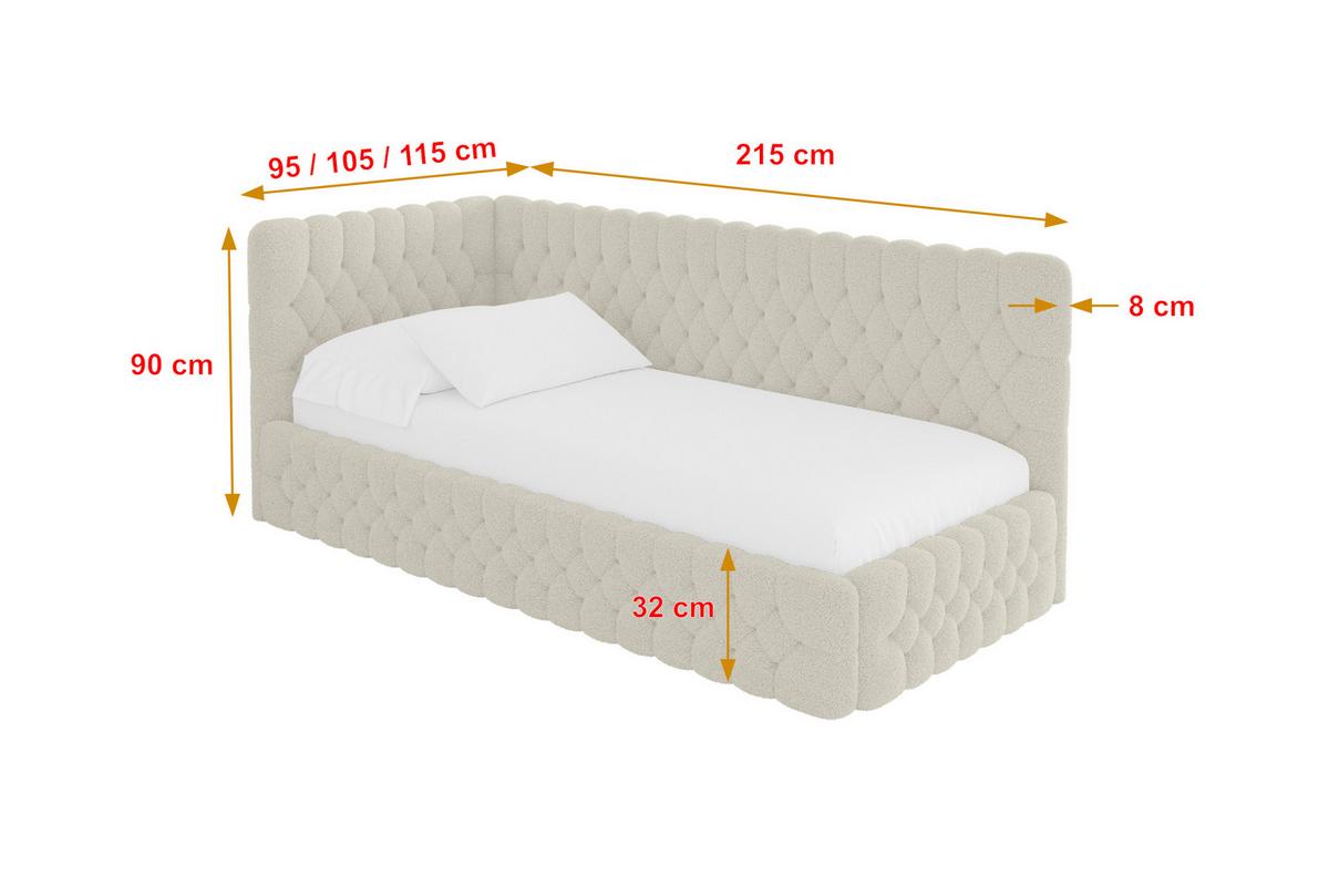 EINZELLBETT Jugendbett mit Bettkasten, Rechts - MULY 100x200 Beige - Perlmutt, Holzwerkstoff/Textil (100/200cm) - ALTDECOR