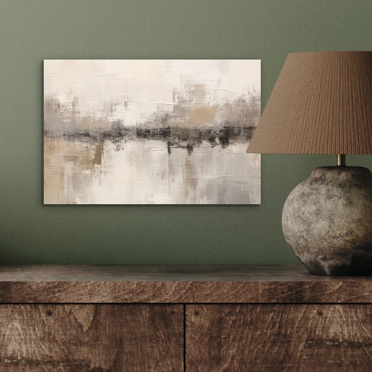 METALLBILD Moderne Kunst - Abstrakt - Beige 30x20 cm - Beige, Metall (30/20cm) - MuchoWow