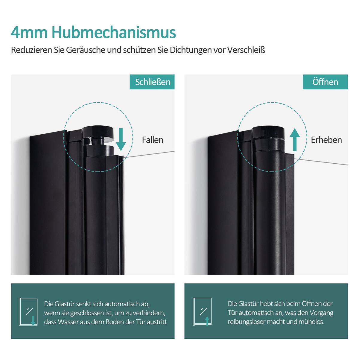 BADEWANNENAUFSATZ 3-teilig faltbar schwarz 130/140 cm - Schwarz, Glas (130/140cm) - EMKE