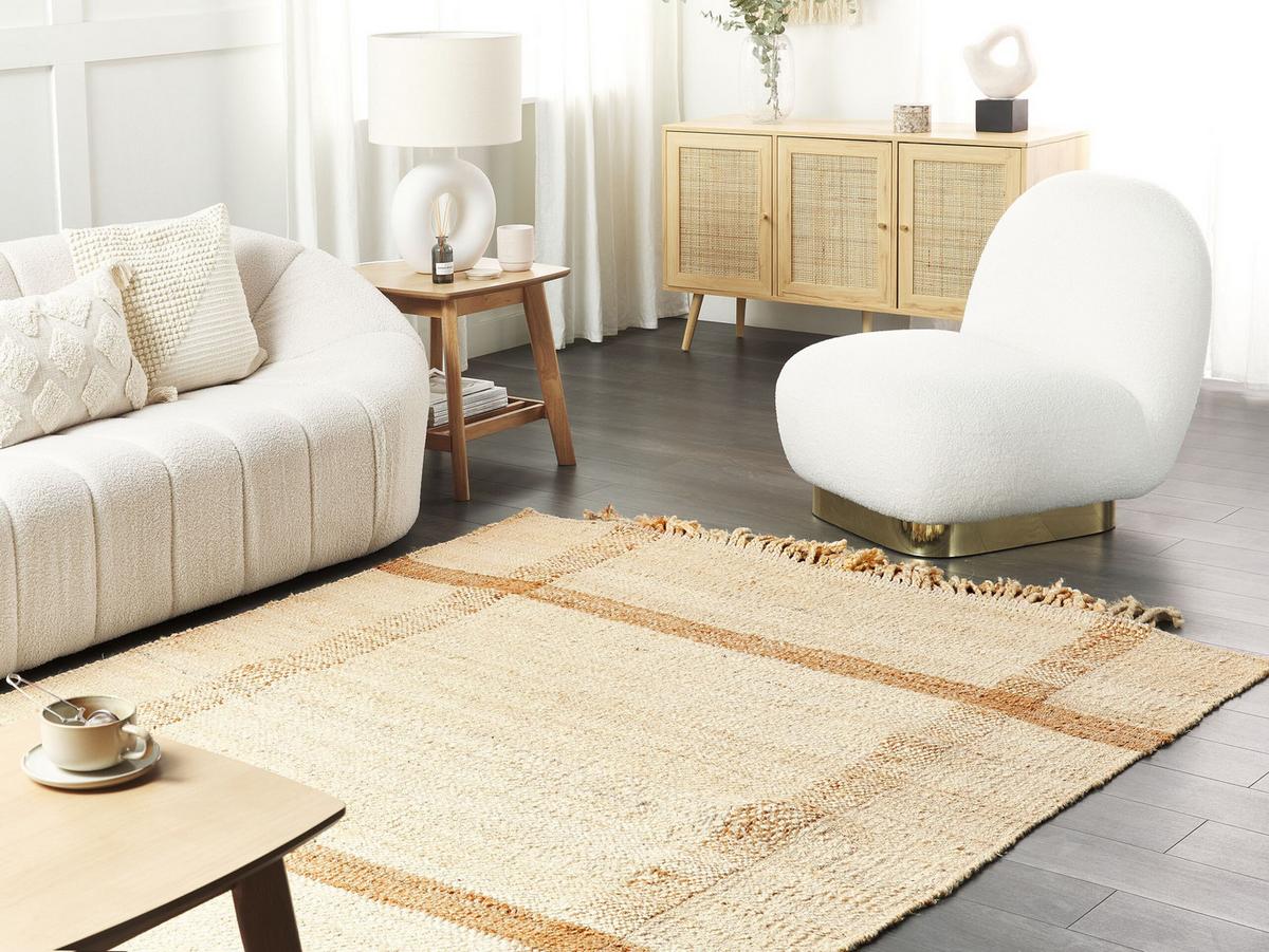 TEPPICH geflochten Yelmez 200/140 cm - Beige, Naturmaterialien (140/200cm) - Beliani