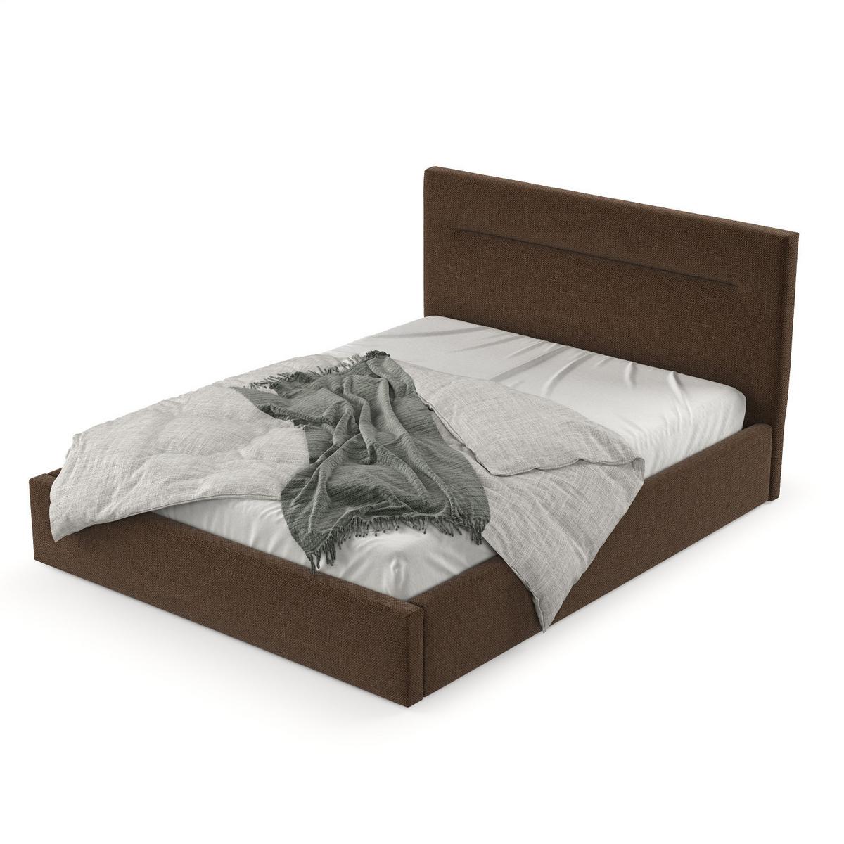POLSTERBETT Liline 140/200 cm Braun im Inari Stoff - Schwarz/Naturfarben, Holz/Holzwerkstoff (140/200cm) - AltaBeds