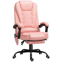 CHEFSESSEL mit 7 Punkt Massage, ergonomischer Gaming Sessel mit Liegefunktion - Schwarz/Rosa, Kunststoff/Metall (67/121/79cm) - Vinsetto