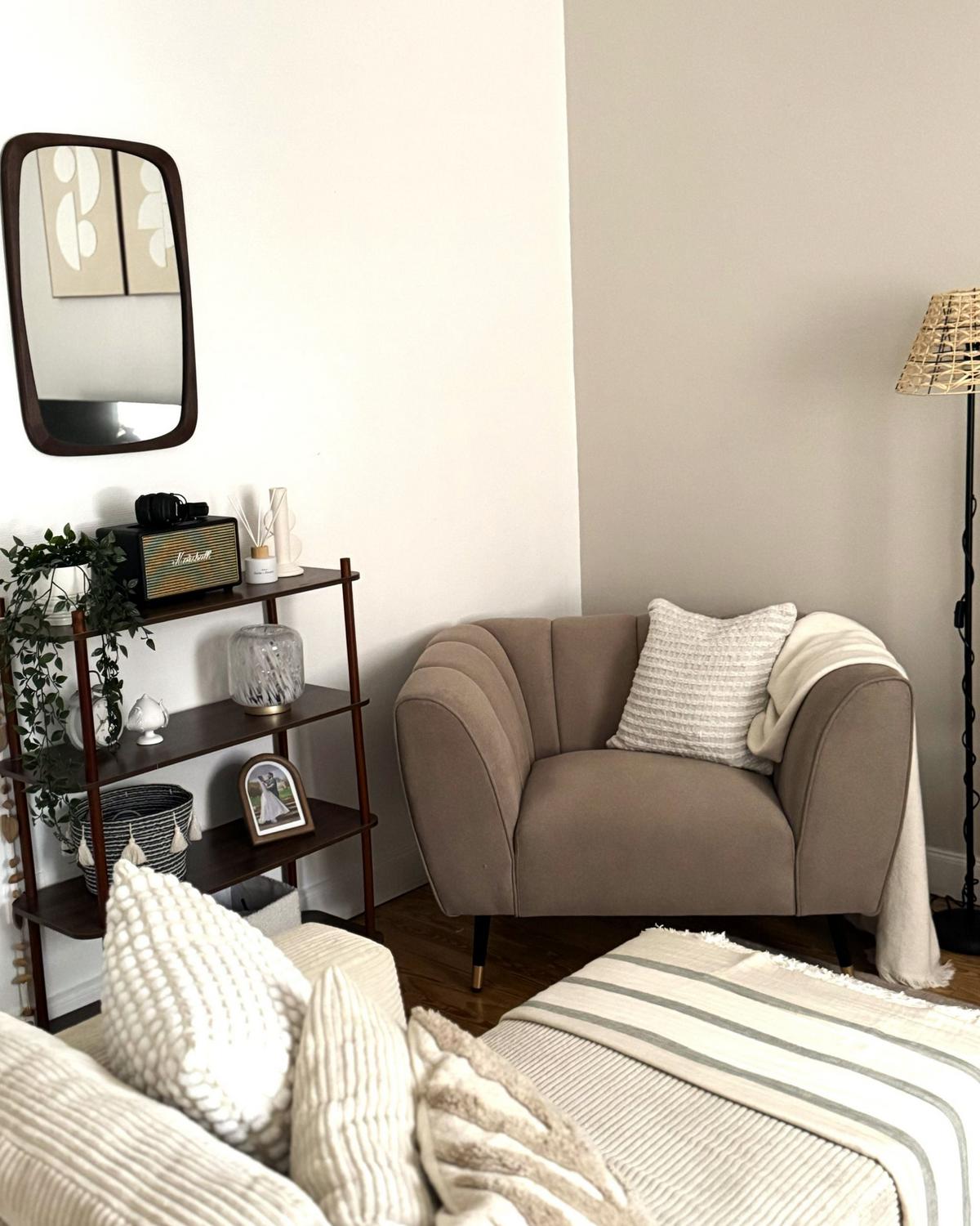 SESSEL Taupe Orsta - Taupe/Goldfarben, Textil (112/73/85cm) - Beliani