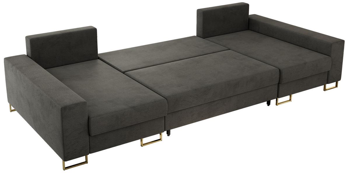 WOHNLANDSCHAFT DORIAN U Velvet Dunkelgrau - Dunkelgrau/Goldfarben, Textil/Metall (312/85/138cm) - MKS
