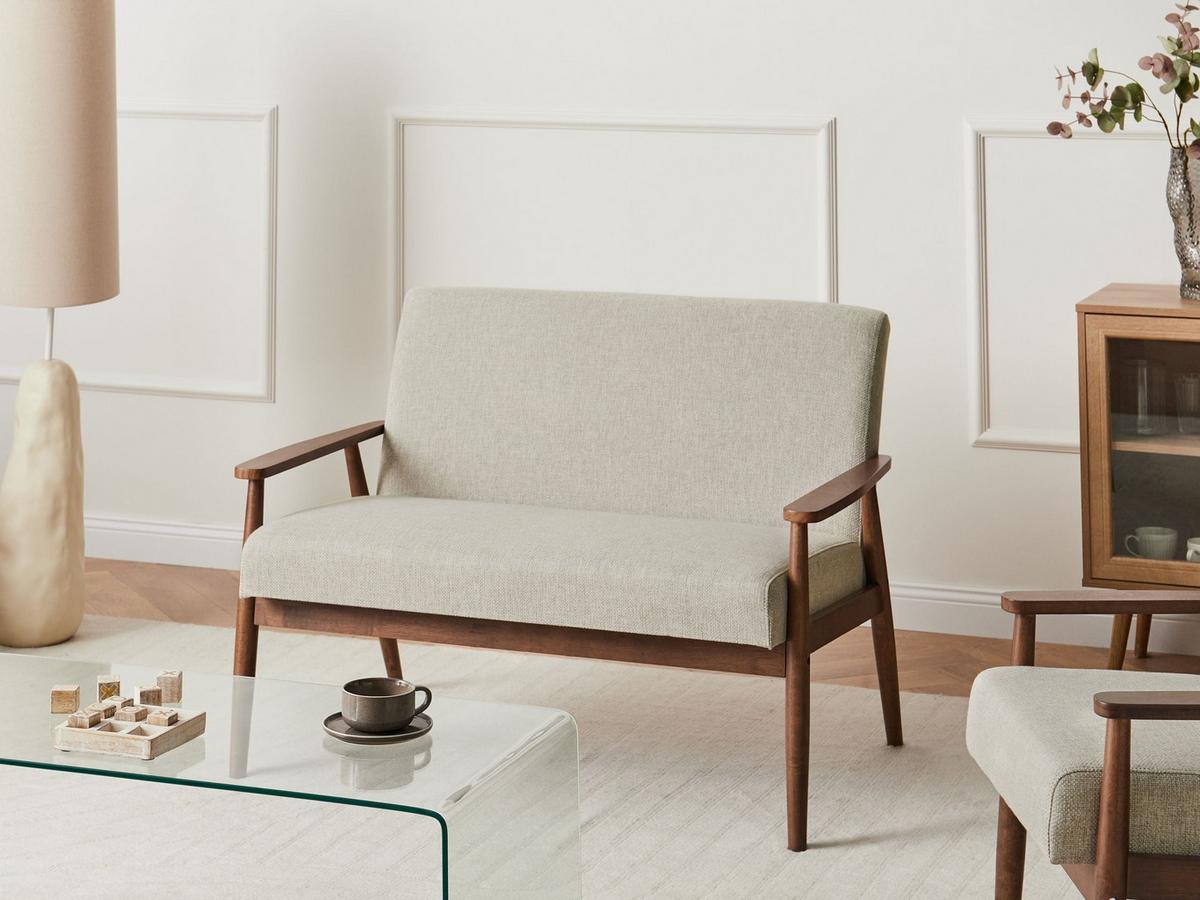2-SITZER-SOFA Stoff Dunkelbraun/Grau Esrum - Dunkelbraun, Textil (111/79/72cm) - Beliani