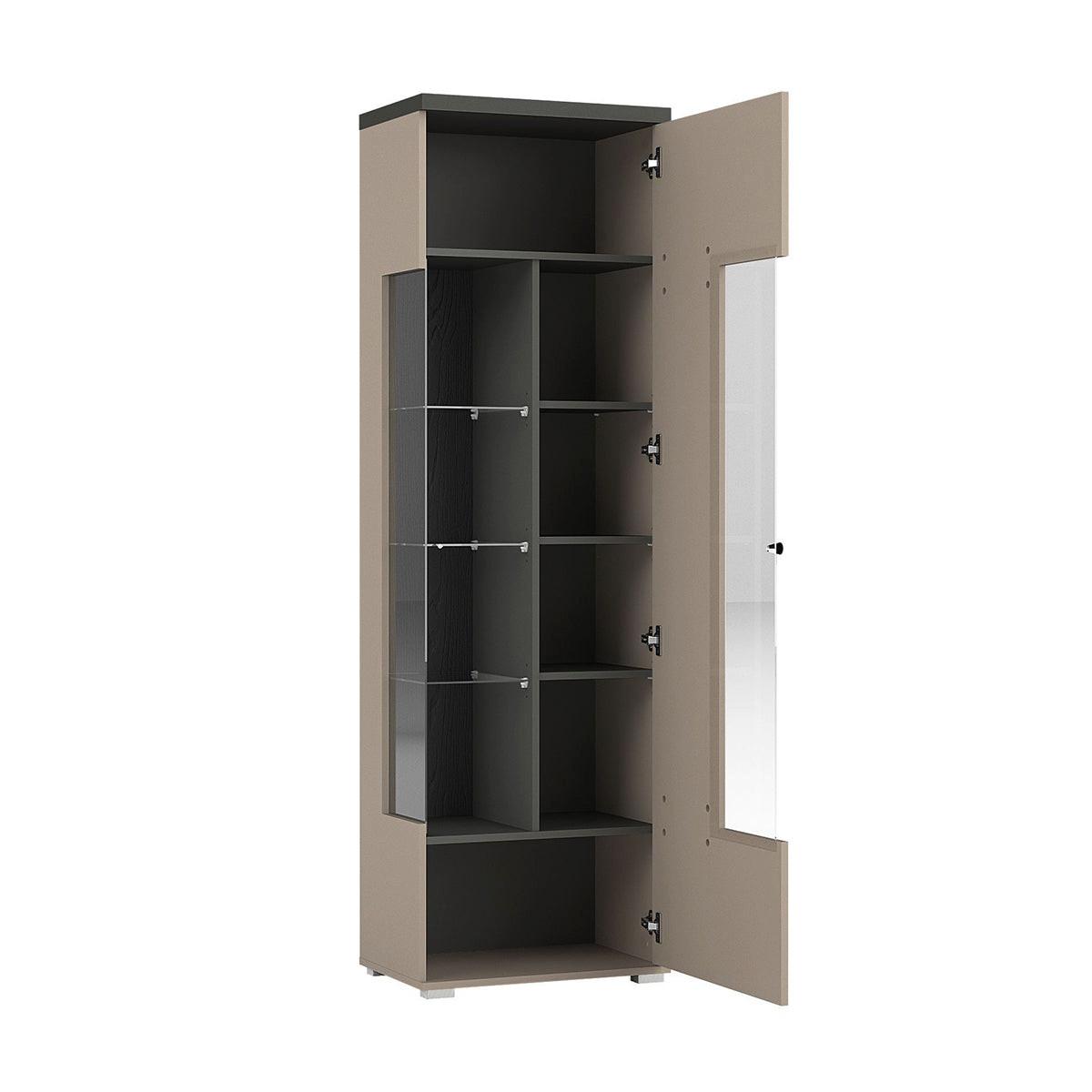 VITRINE Opio Taupe und Anthrazit - Beige, Holzwerkstoff (55/179.6/35.5cm) - Petits-meubles