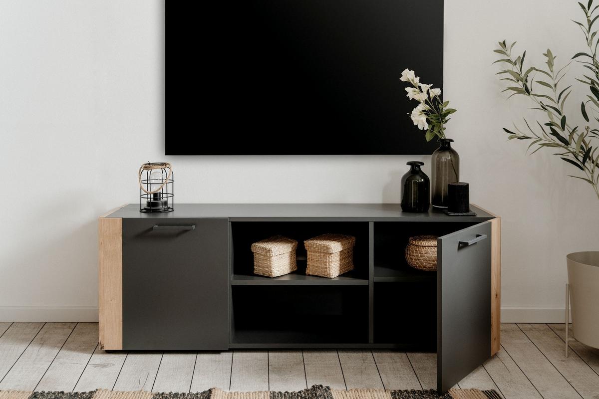 TV-ELEMENT Cento 56A Anthrazit - Anthrazit, Holzwerkstoff/Kunststoff (47.5/138/34.5cm) - Calicosy