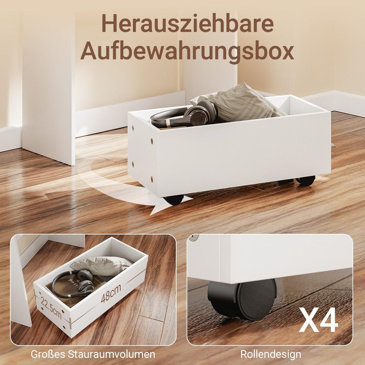SCHREIBTISCH klappbar mit Aufbewahrungsbox Weiß 64x100,6x63 cm - Ahornfarben, Fell (61/25/100cm) - SoBuy