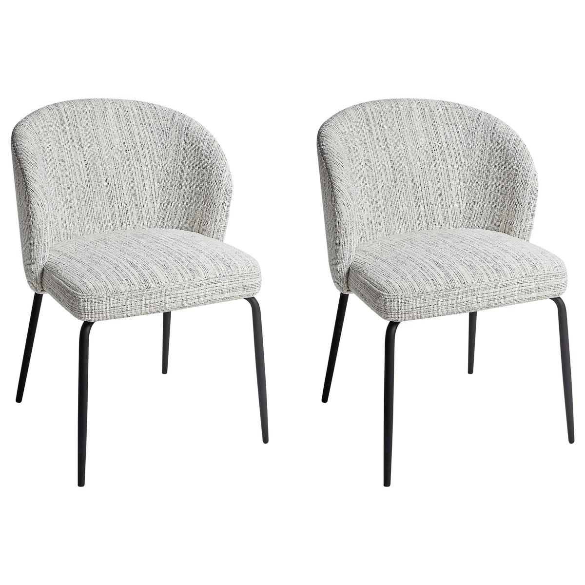 ESSZIMMERSTUHL 2er-Set Weiß/Schwarz Zana - Schwarz/Weiß, Textil (55/80/56cm) - Beliani