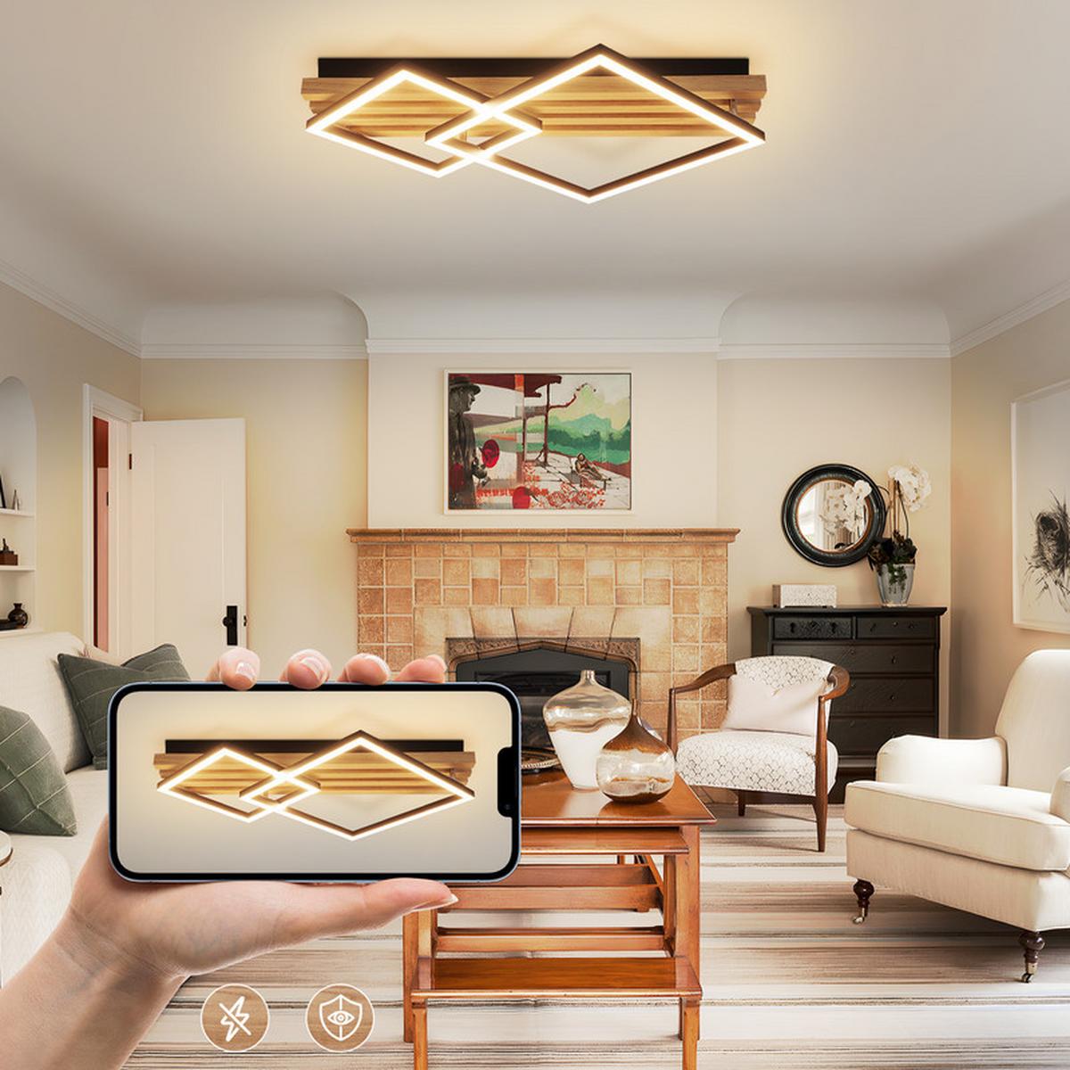 LED-DECKENLEUCHTE Eleganz II 8.8/56.6/41.6cm - Eschefarben, Holz (8.8/56.6/41.6cm) - Nettlife