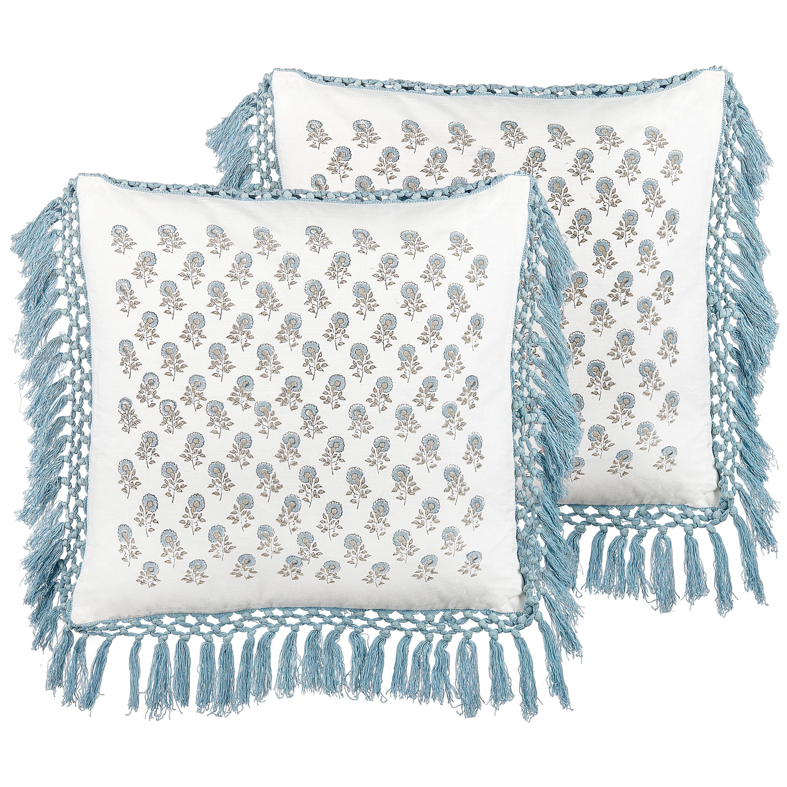 DEKOKISSEN 2er-Set Weiß 45/45 cm Pallida - Weiß, Naturmaterialien/Textil (45/45cm) - Beliani