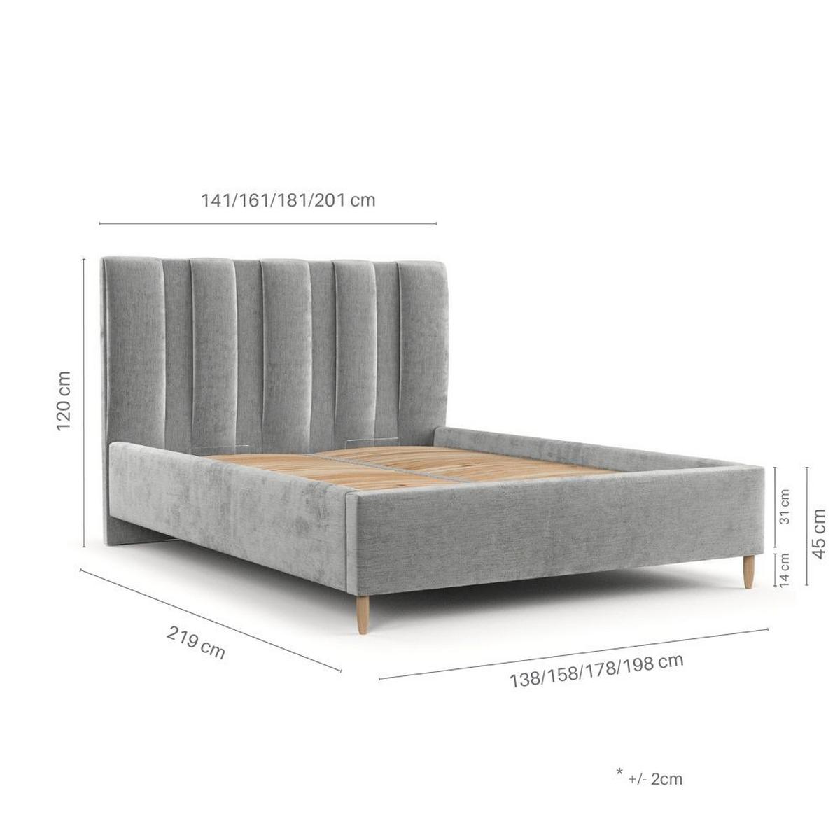POLSTERBETT Loom 180/200 cm Grau im Riva Stoff - Naturfarben/Grau, Holz/Holzwerkstoff (180/200cm) - AltaBeds