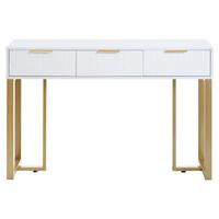 KONSOLENTISCH in weiß mit goldfarbenem metallgestell, 3 schubladen - Weiß, Holzwerkstoff (36/120/80cm) - Urban Meuble