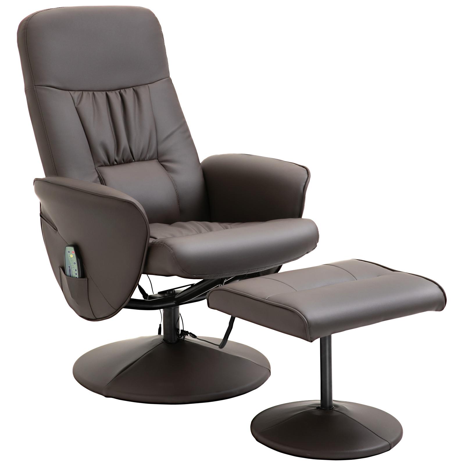 RELAXSESSEL Massagesessel mit Liegefunktion Fußhocker Stauraum TV-Sessel Braun - Schwarz/Braun, Metall (81/105/76cm) - HOMCOM