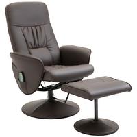 RELAXSESSEL Massagesessel mit Liegefunktion Fußhocker Stauraum TV-Sessel Braun - Schwarz/Braun, Metall (81/105/76cm) - HOMCOM