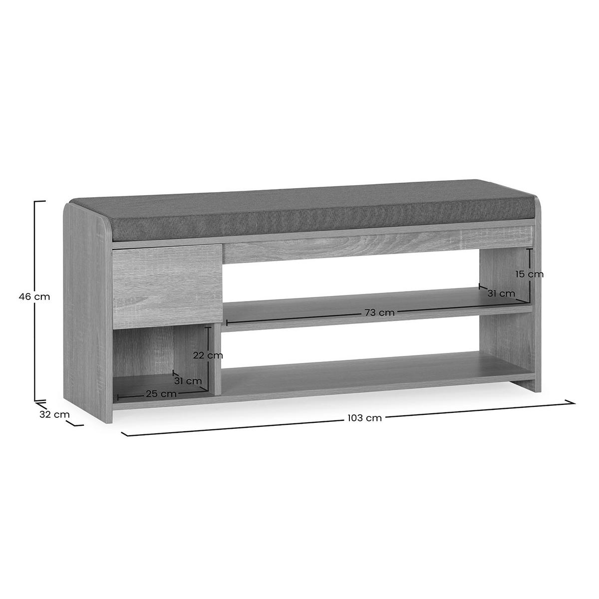 SCHUHBANK Gabriel Eichenfarbe - Honigeiche, Holzwerkstoff (103/46/32cm) - VS Venta-stock