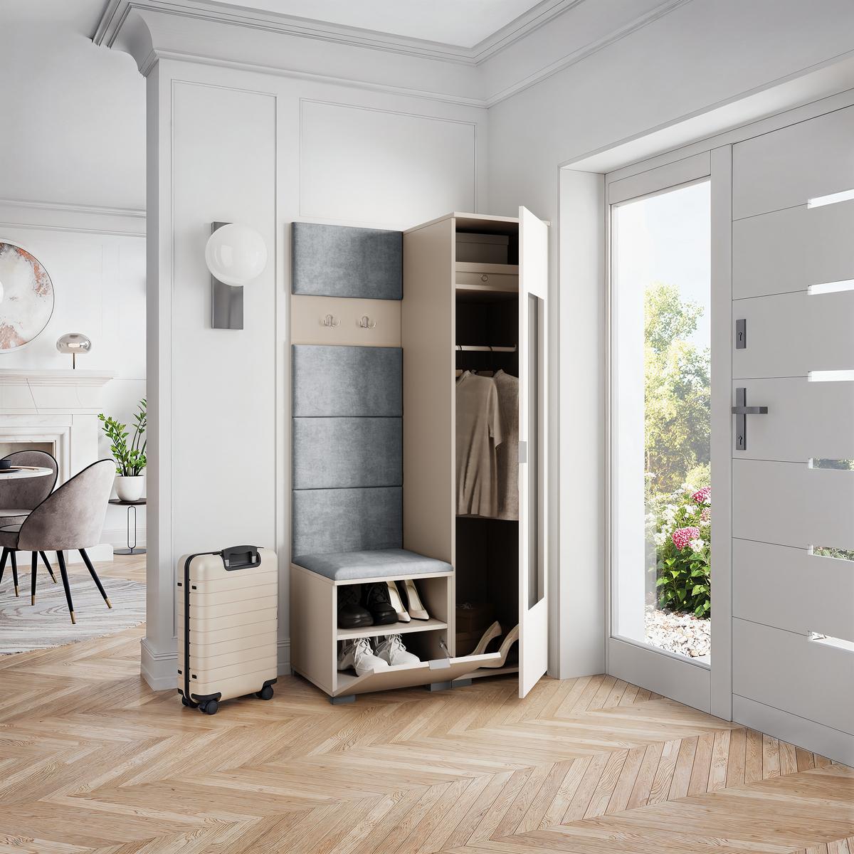 GARDEROBENSCHRANK VIRA 95/181/51 cm Modern Kaschmir - Kaschmir/Hellgrau, Holzwerkstoff (95/181/51cm) - MASSENO