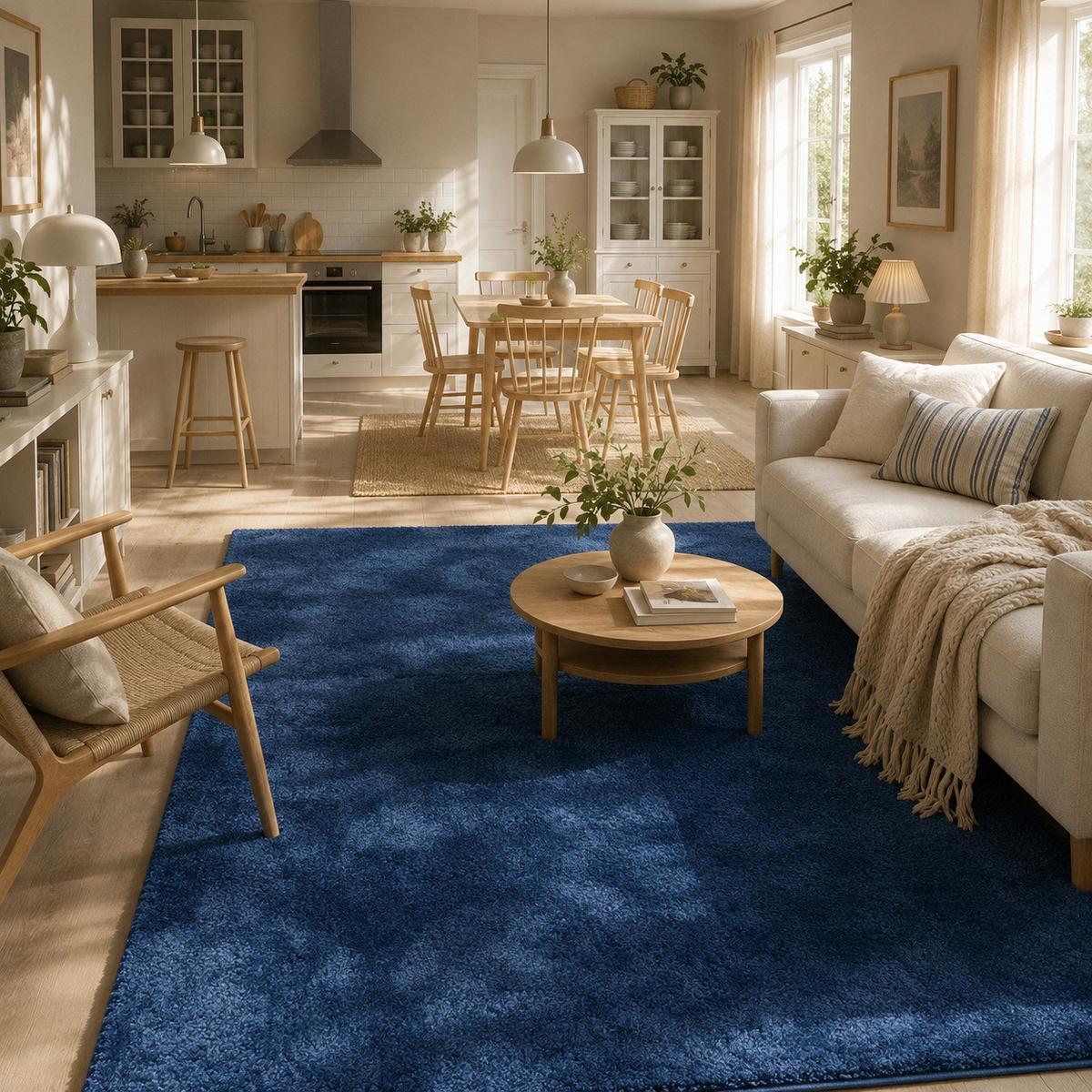 HOCHFLOR LANGFLOR SUPER SOFT TEPPICH SILKY - Dunkelblau, Textil (160/230cm) - Pergamon