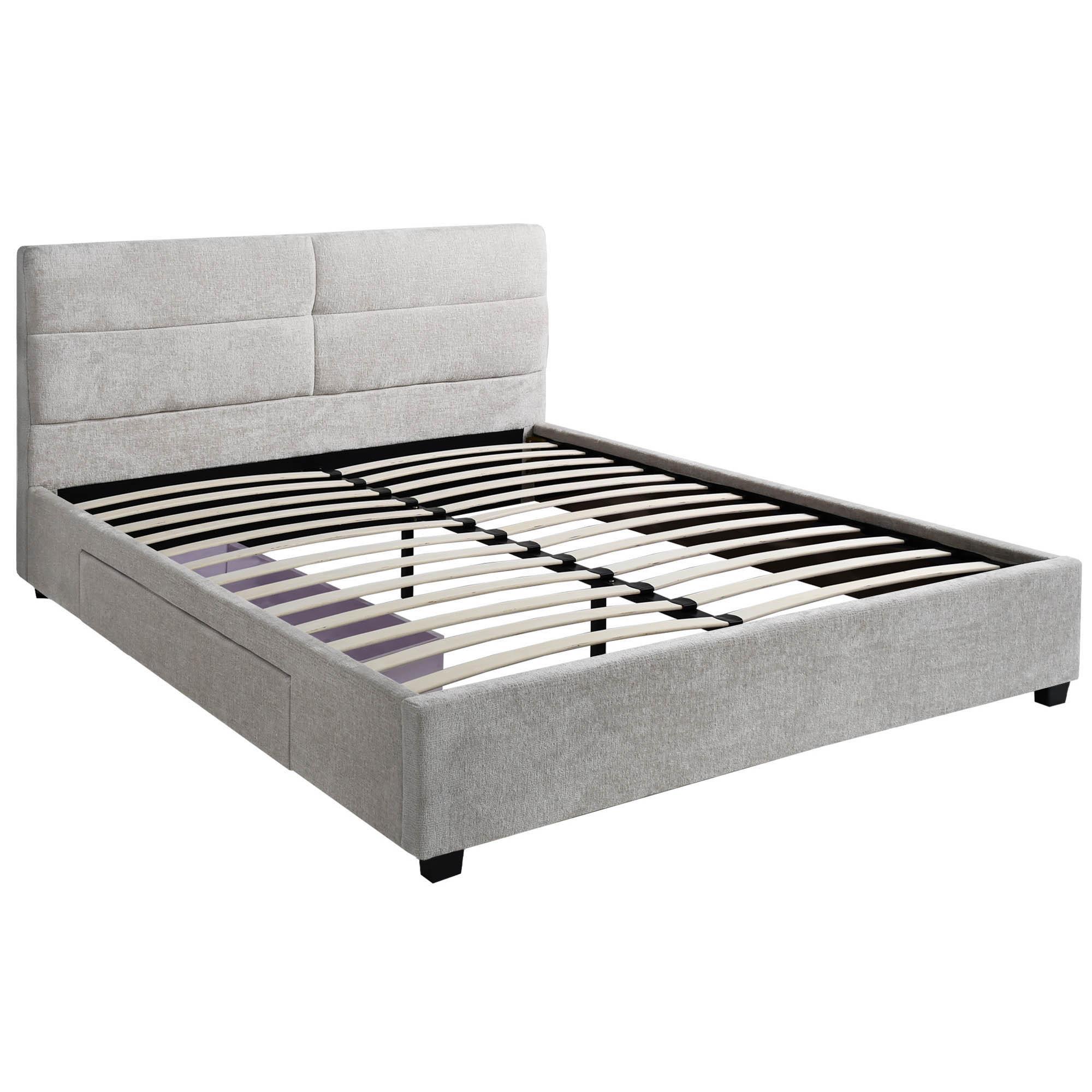 POLSTERBETT Aurea Doppelbett 160x200 cm mit Schublade, ohne Matratze, Chenille-Stoff, Beige - Beige/Schwarz, Textil (160/200cm) - Beautysofa