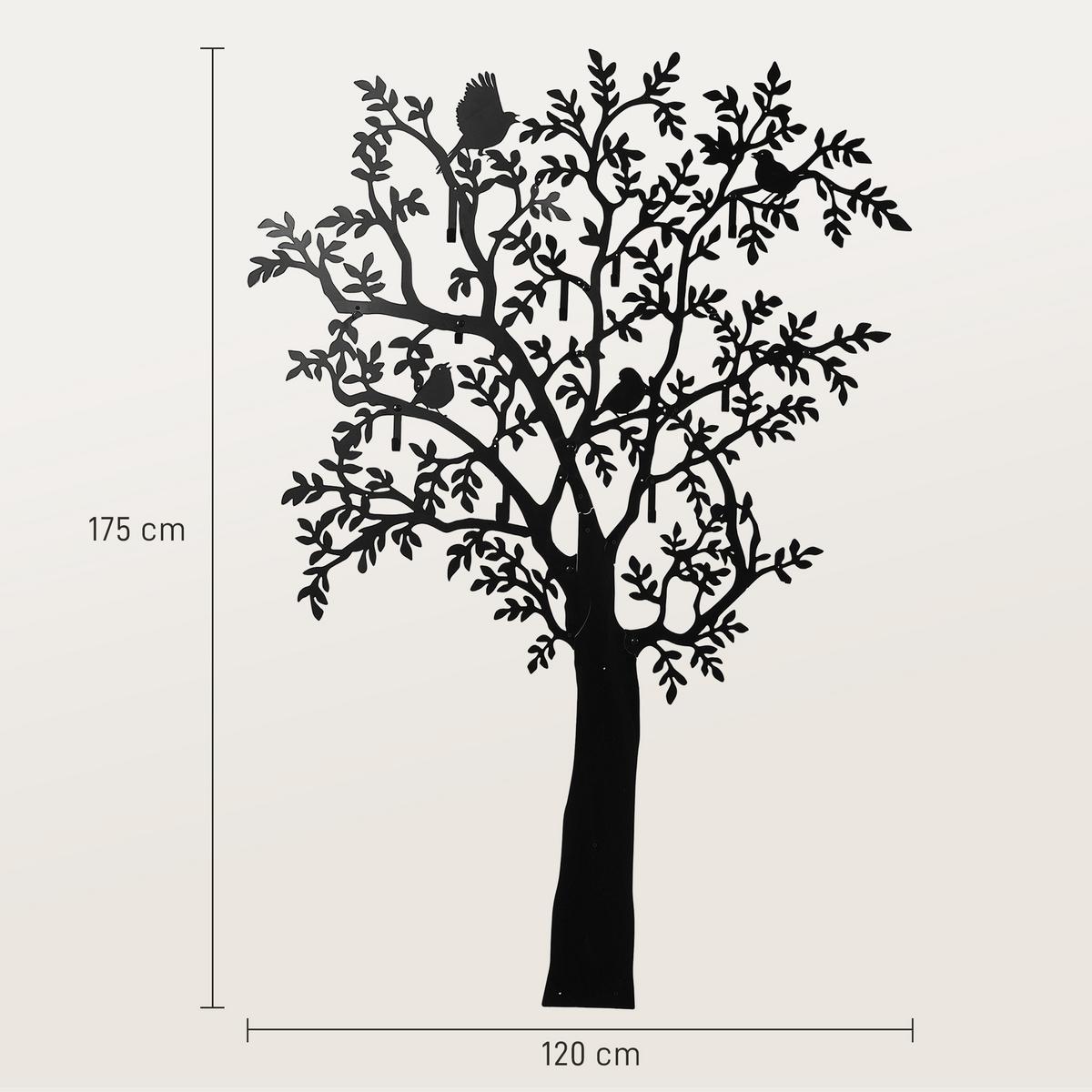 GARDEROBENHAKEN Wandgarderobe in Baum-Form mit 8 Haken Wanddeko Schwarz - Schwarz, Metall (5/175/120cm) - HOMCOM