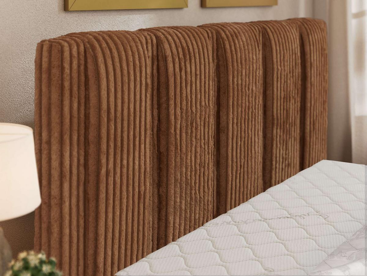 POLSTERBETT SAVINO CLASSIC 160/200 - Orange Cord - Schaum-Matratze - Schwarz/Orange, Kunststoff/Textil (160/200cm) - MKS