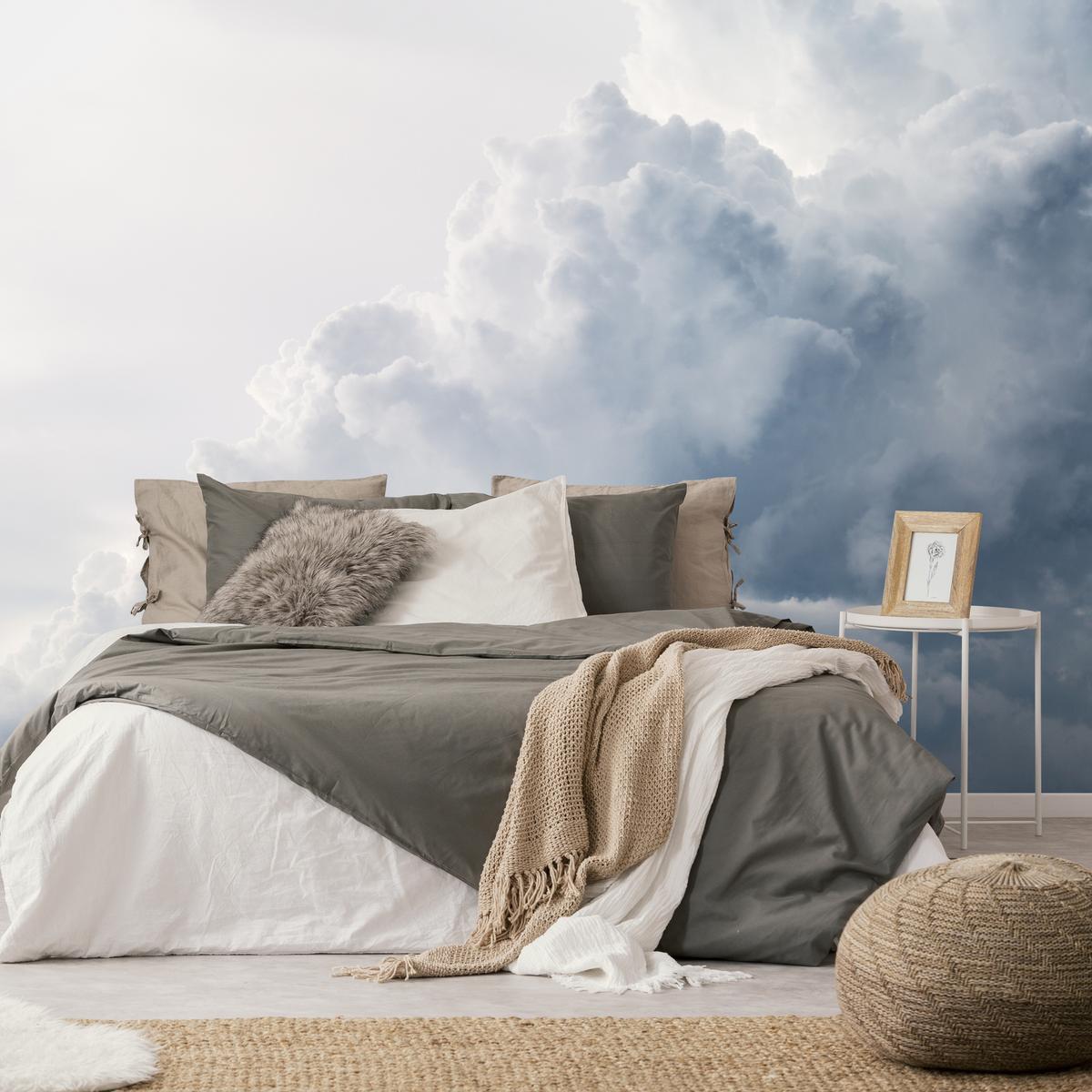 FOTOTAPETE für Schlafzimmer Regenschwül Himmel Wolken Sturm 400x280 - Weiß, Papier (400/280cm) - Muralo
