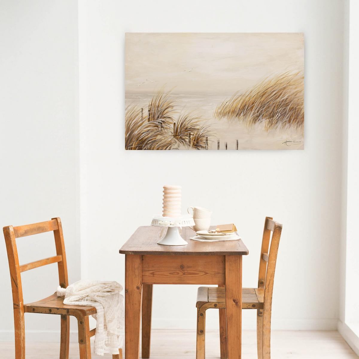 ACRYLBILD HANDGEMALT 90/60 cm - Beige, Holz/Textil (90/60cm) - KUNSTLOFT
