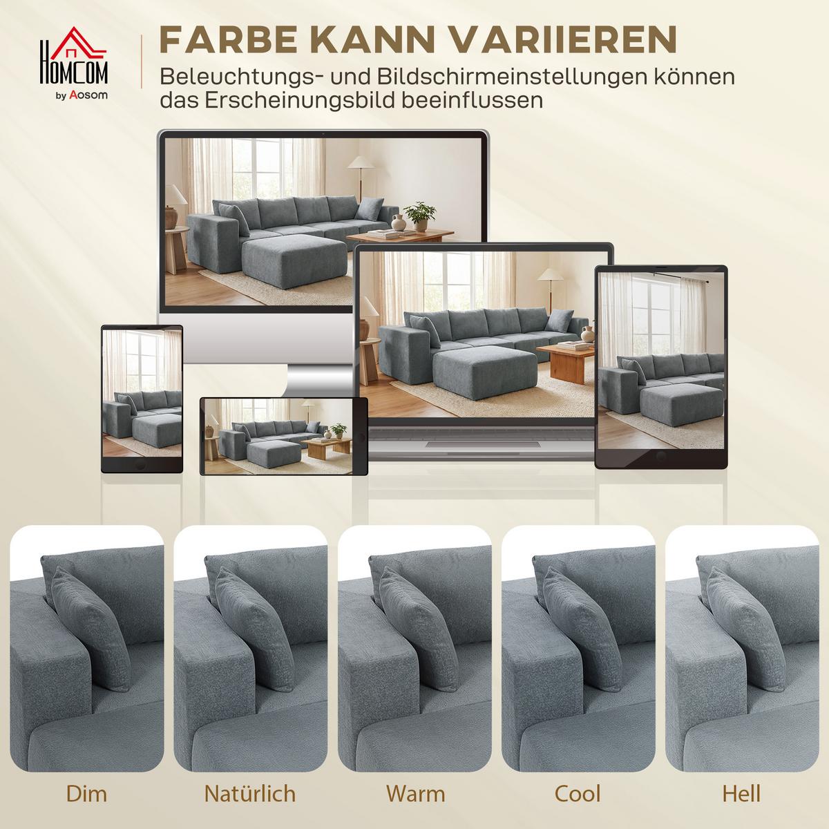 ECKSOFA U-Form 294/165/70 cm Dunkelgrau - Dunkelgrau, Textil (165/294cm) - HOMCOM