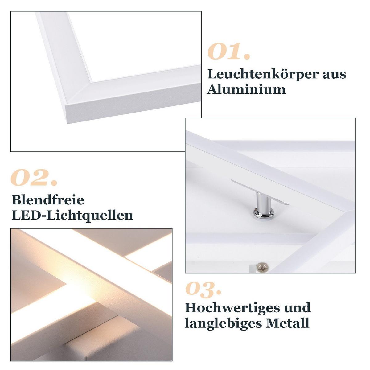 LED-DECKENLEUCHTE Malloy 42/20/7 cm - Weiß, Metall (20/42/7cm) - Nettlife