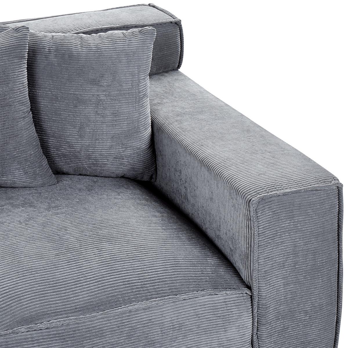 3-SITZER-SOFA Cord Dunkelgrau Viskan - Dunkelgrau, Textil (200/67/82cm) - Beliani