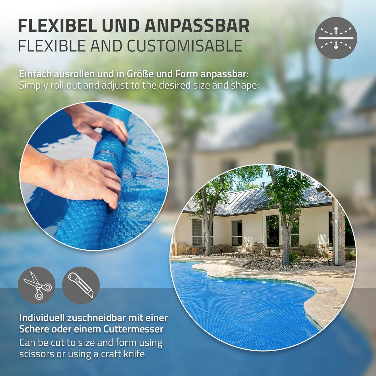 POOL SOLARFOLIE rund Ø 500 cm Blau 120µm aus PE-Luftpolster - Blau, Kunststoff (500/500cm) - ECD-Germany