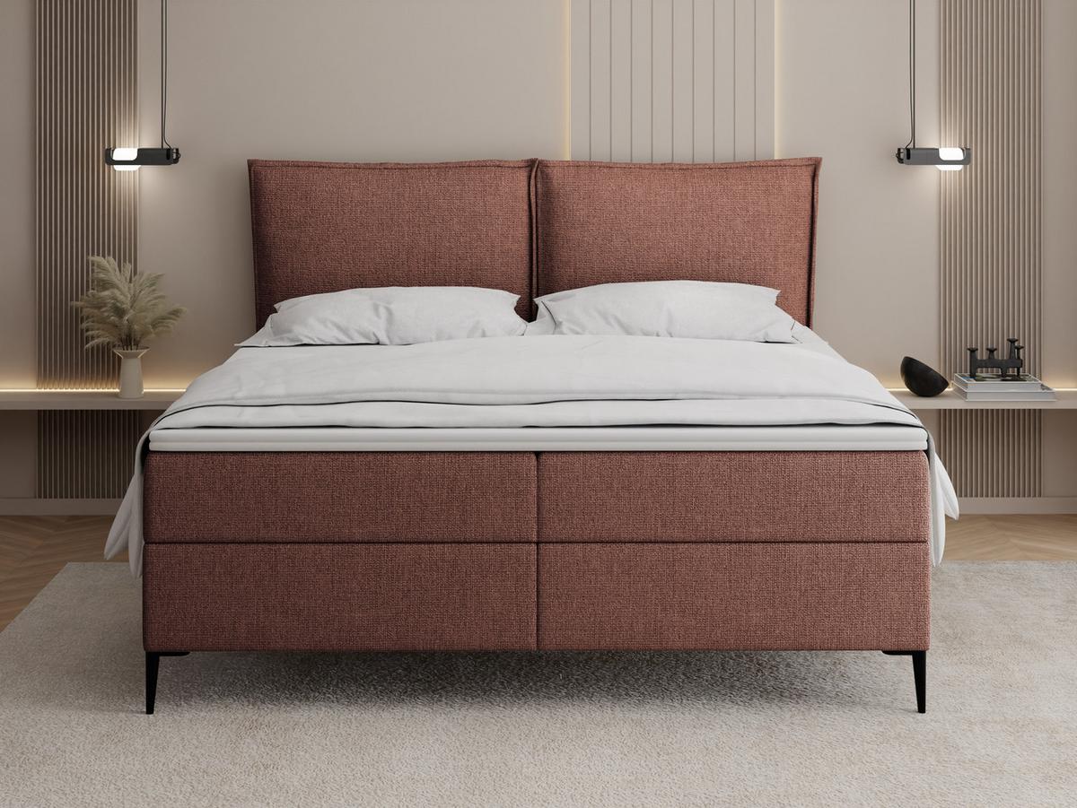 BOXBETT Calio Rise mit Bettkasten, Terrakotta Chenille 120x200 cm – inkl. H4 Taschenfederkern Matratze & Foam Topper - Beige/Terracotta, Holz/Holzwerkstoff (120/200cm) - WFL GROUP
