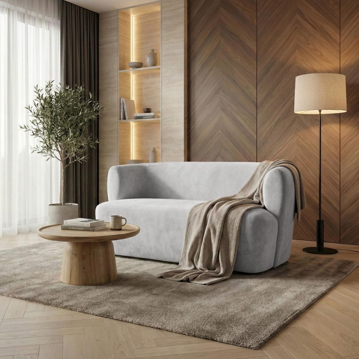 2-SITZER SOFA Nori hellgrau velour - Hellgrau/Schwarz, Kunststoff/Textil (150/68/72cm) - Beautysofa