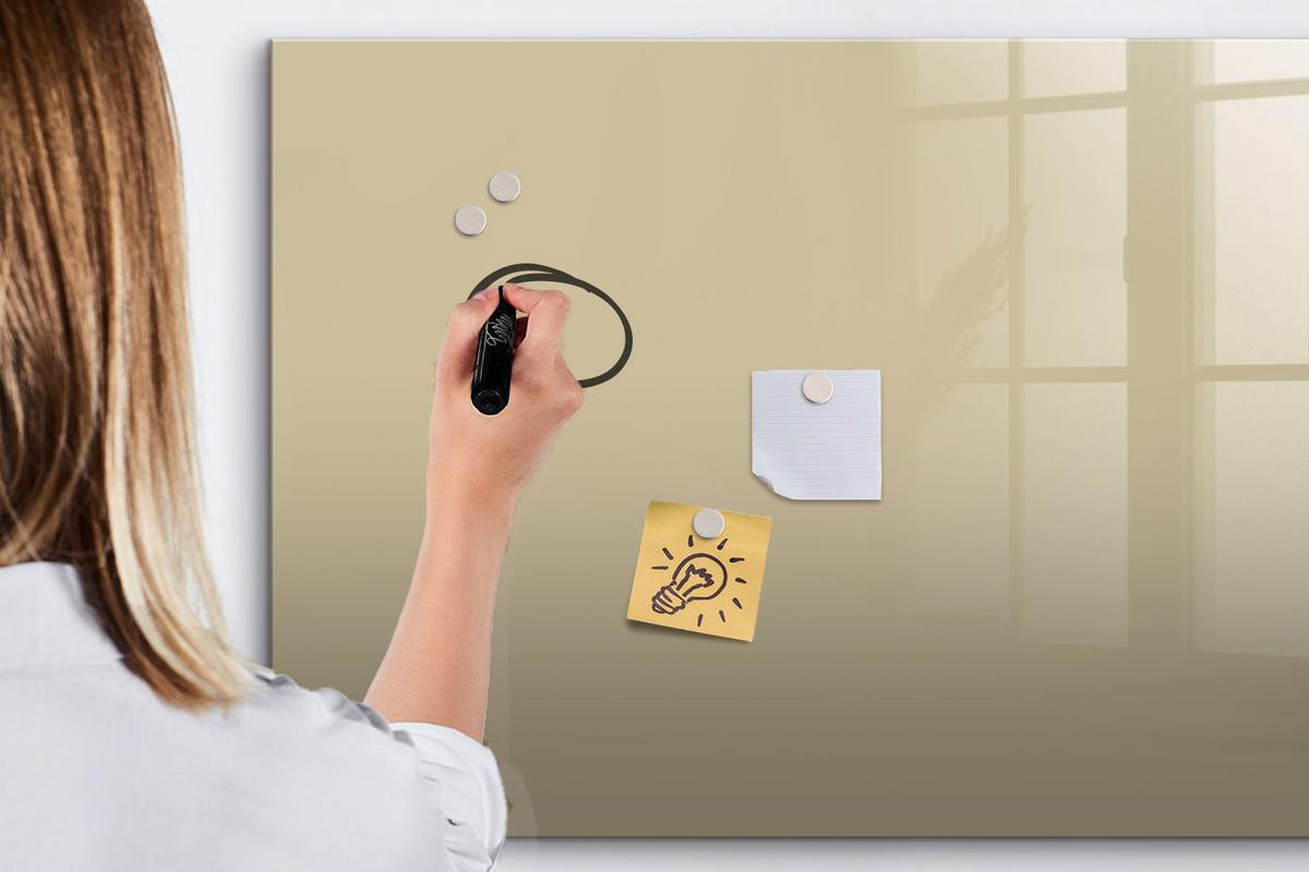 MAGNETTAFEL 100x70 Beige schwarzer Marker - Sandfarben, Glas (100/0.4/70cm) - TULUP
