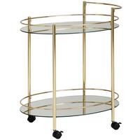 SERVIERWAGEN – Gold, 2 Glasplatten, auf Rollen - Goldfarben, Glas/Metall (67/79/46cm) - KADIMA DESIGN