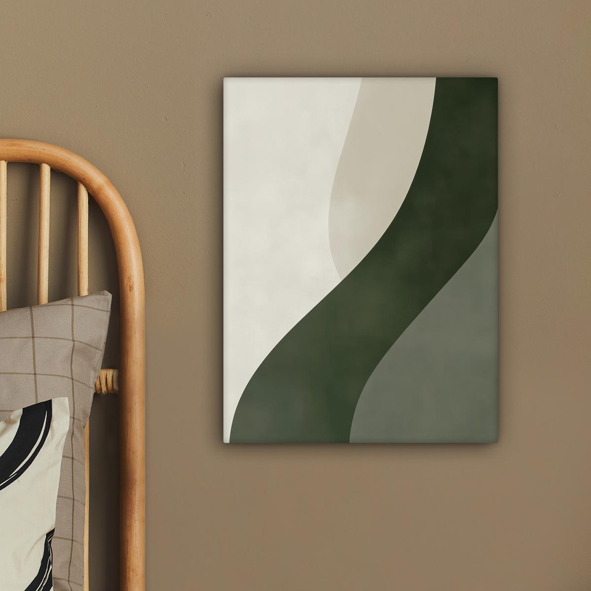 LEINWANDBILD Japandi - Grün - Abstrakt - Modern Room Decor 30x40 cm - Salbeigrün, Textil (30/40cm) - MuchoWow