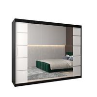 SCHWEBETÜRENSCHRANK 200/250/62 3-türig - Silberfarben/Schwarz, Holz/Kunststoff (250/200/62cm) - MÖBEL KRYSPOL