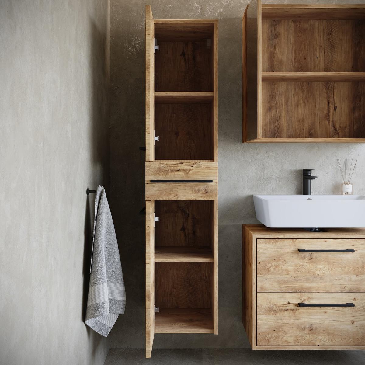 BADMÖBEL-SET Florence 3 Teile Kastanien Eiche - 60 x 35 x 51 cm - Eichefarben, Holz (60/51/35cm) - Badplaats