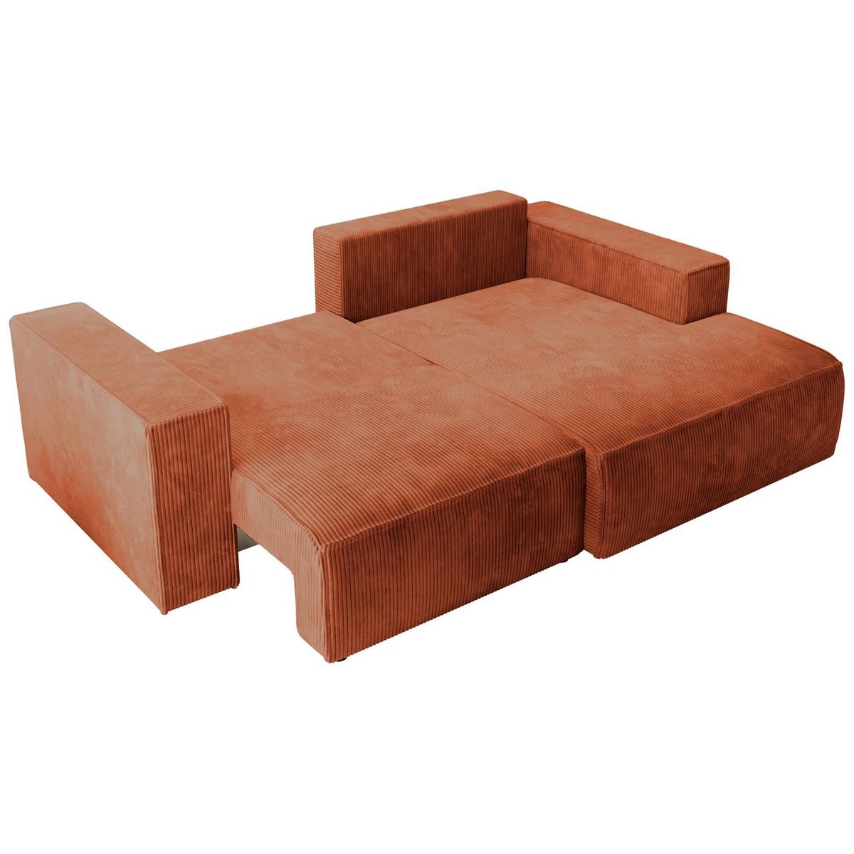 ECKSOFA Farese Mini mit Cordbezug Rostrot, rechts - Schwarz/Kupferfarben, Textil (167/240cm) - Selsey