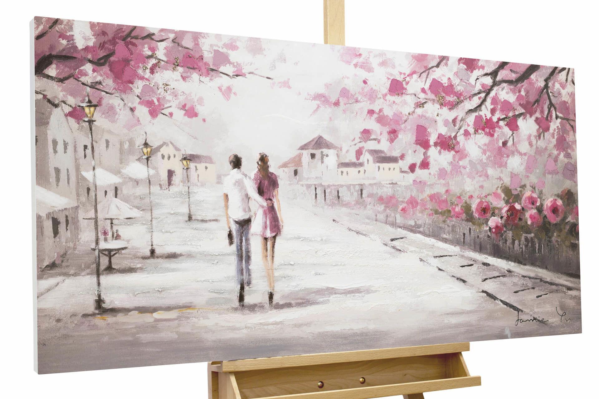 ACRYLBILD HANDGEMALT 120/60 cm - Pink/Beige, Holz/Textil (120/60cm) - KUNSTLOFT