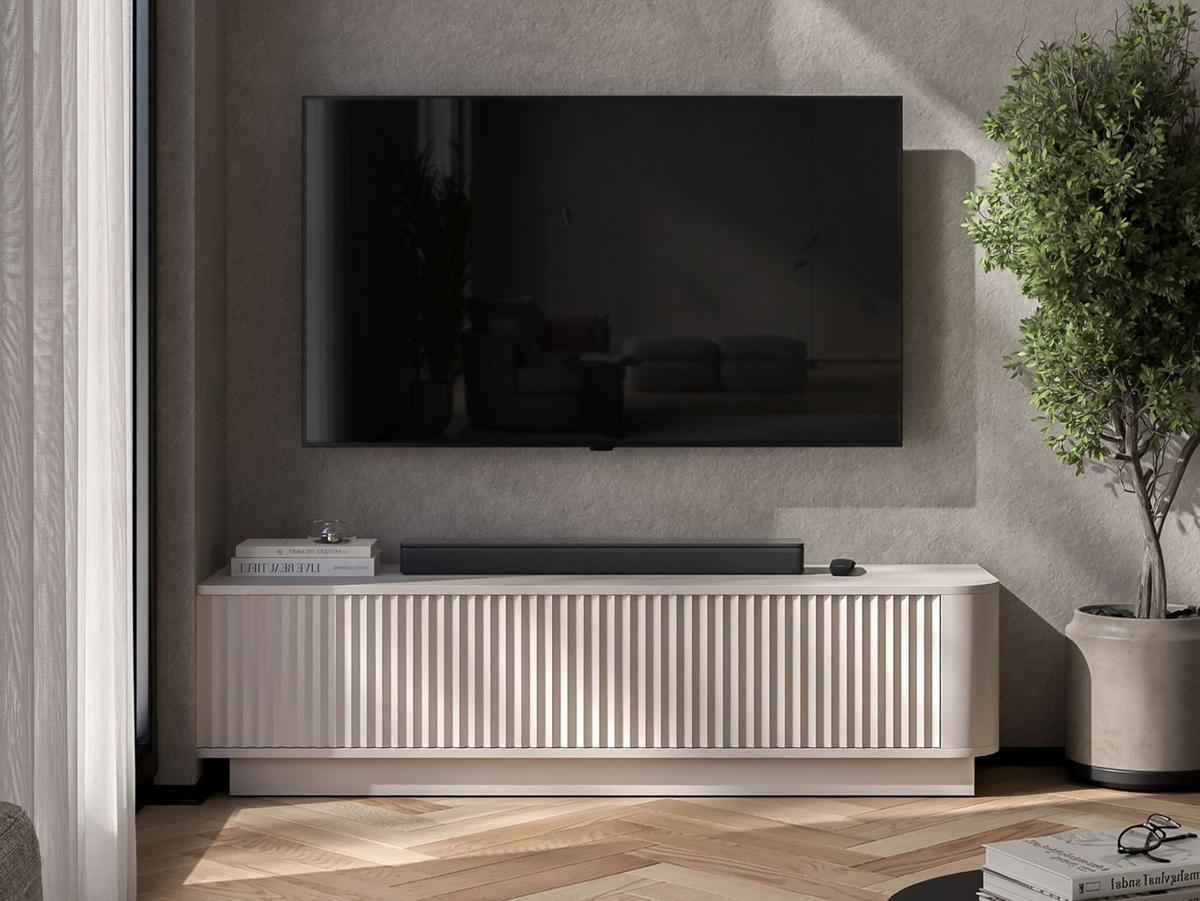 TV-LOWBOARD Aurora Kaschmir matt 140 cm mit Sockel - Kaschmir, Holzwerkstoff (140/37/35cm) - Meble Lindner