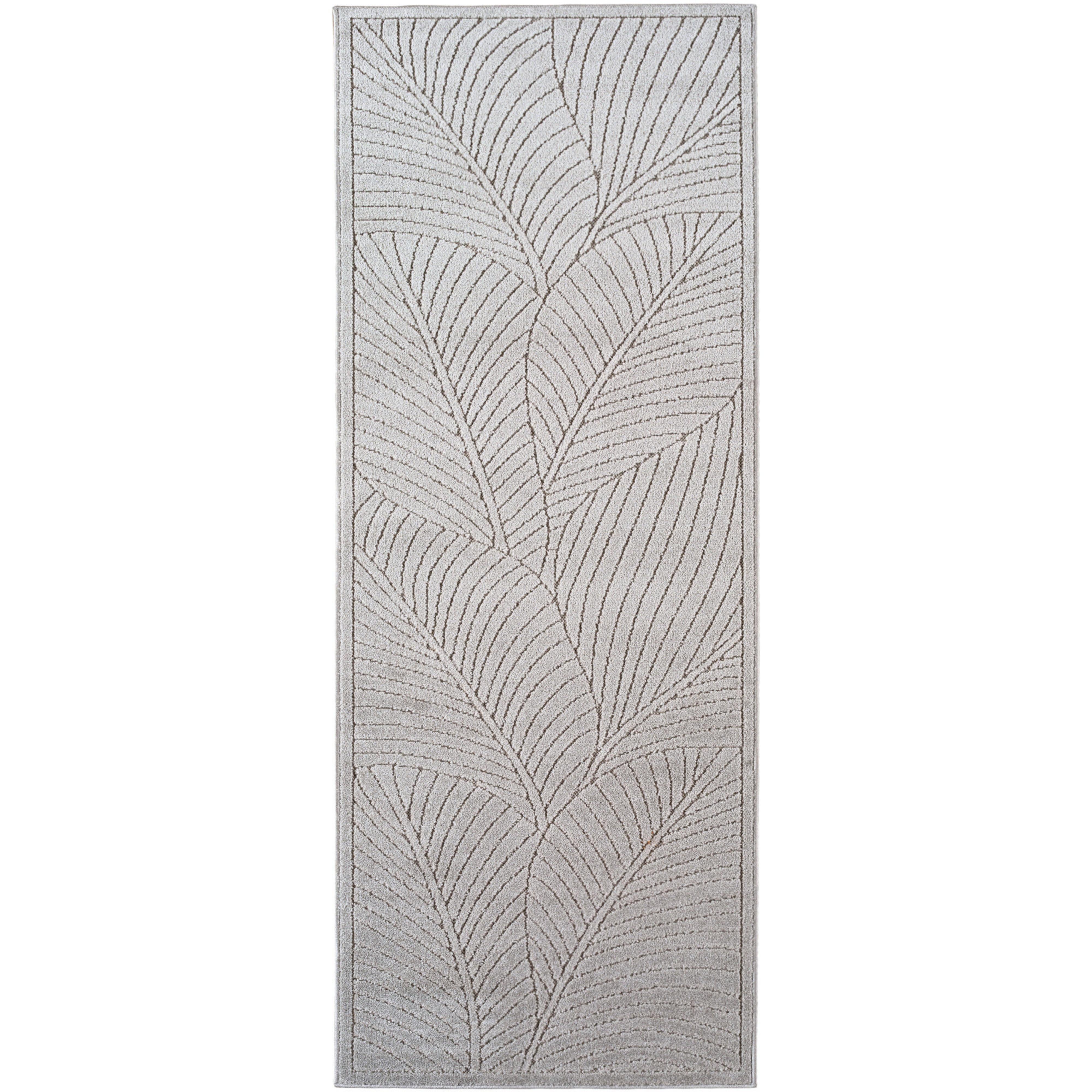 LÄUFER Outdoor, Fußbodenheizung-geeignet, mit Blattmotiv, ENGADIN in Silbergrau, 80 x 150 cm - Grau, Textil (80/150cm) - KADIMA DESIGN