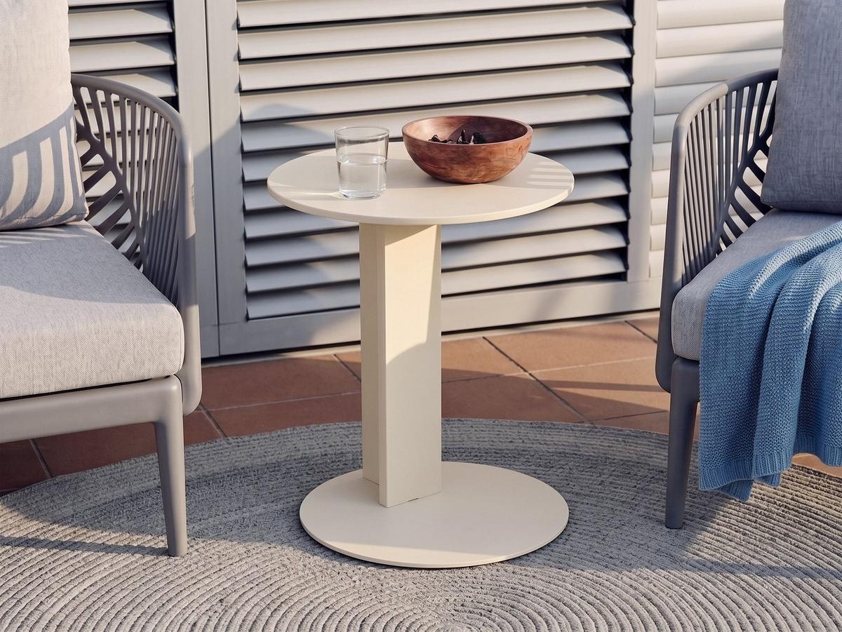 OUTDOOR-BEISTELLTISCH 40/40/Metall Beige Vanzago - Beige, Metall (40/40/51cm) - Beliani