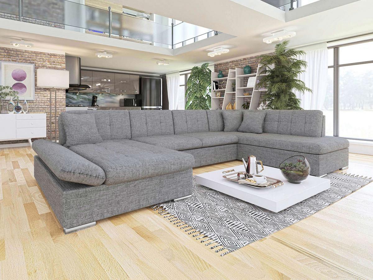 ECKSOFA Bergen, Seite: Links - Silberfarben/Grau, Holz/Textil (345/76/205cm) - MIRJAN24