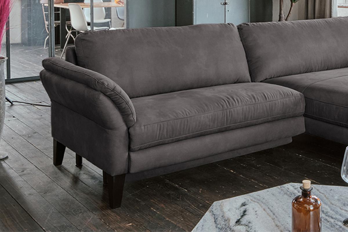 ECKSOFA MALTA Anthrazit Webstoff - Anthrazit/Schwarz, Buchenholz/Textil (302/175cm) - KAWOLA