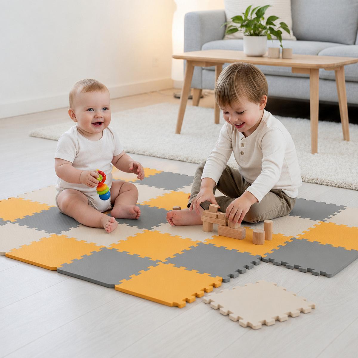 SPIELMATTE ab Null - 270/90 cm Puzzlematte Grau - Multicolor, Kunststoff (30/30cm) - Littletom