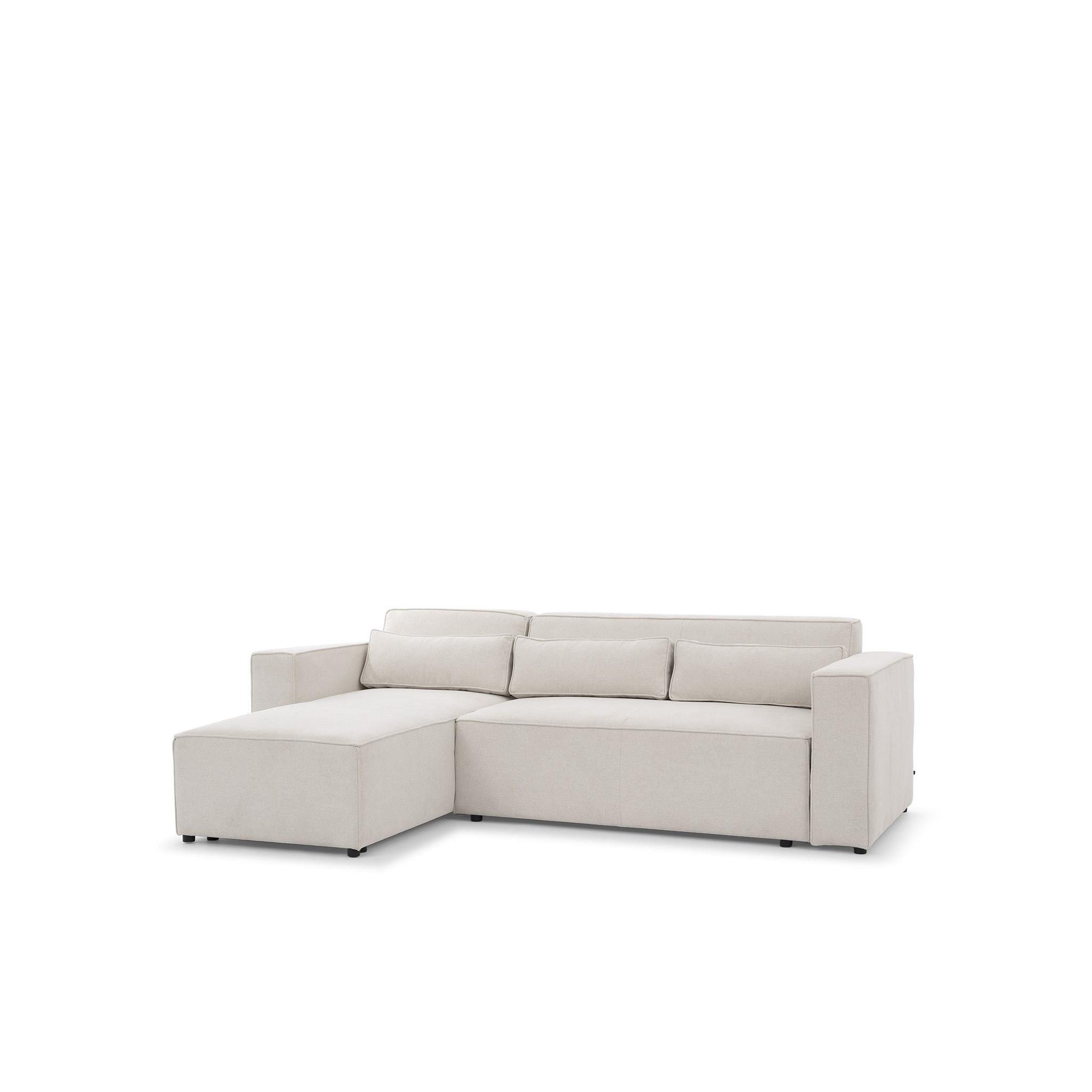ECKSOFA Schlafsofa Waldo In Stoff Poso - Creme, Holzwerkstoff/Textil (260/173cm) - Fun Möbel