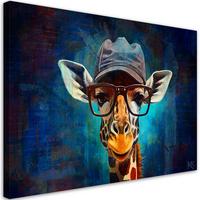 LEINWANDBILD Pop Art Giraffe 120x80cm - Blau, Textil (120/80cm) - Feeby